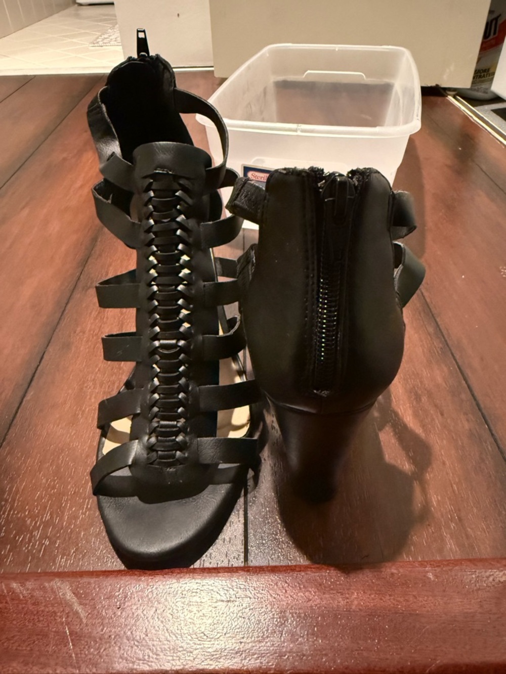 American Rag Black Strappy Gladiator Heeled Sandals